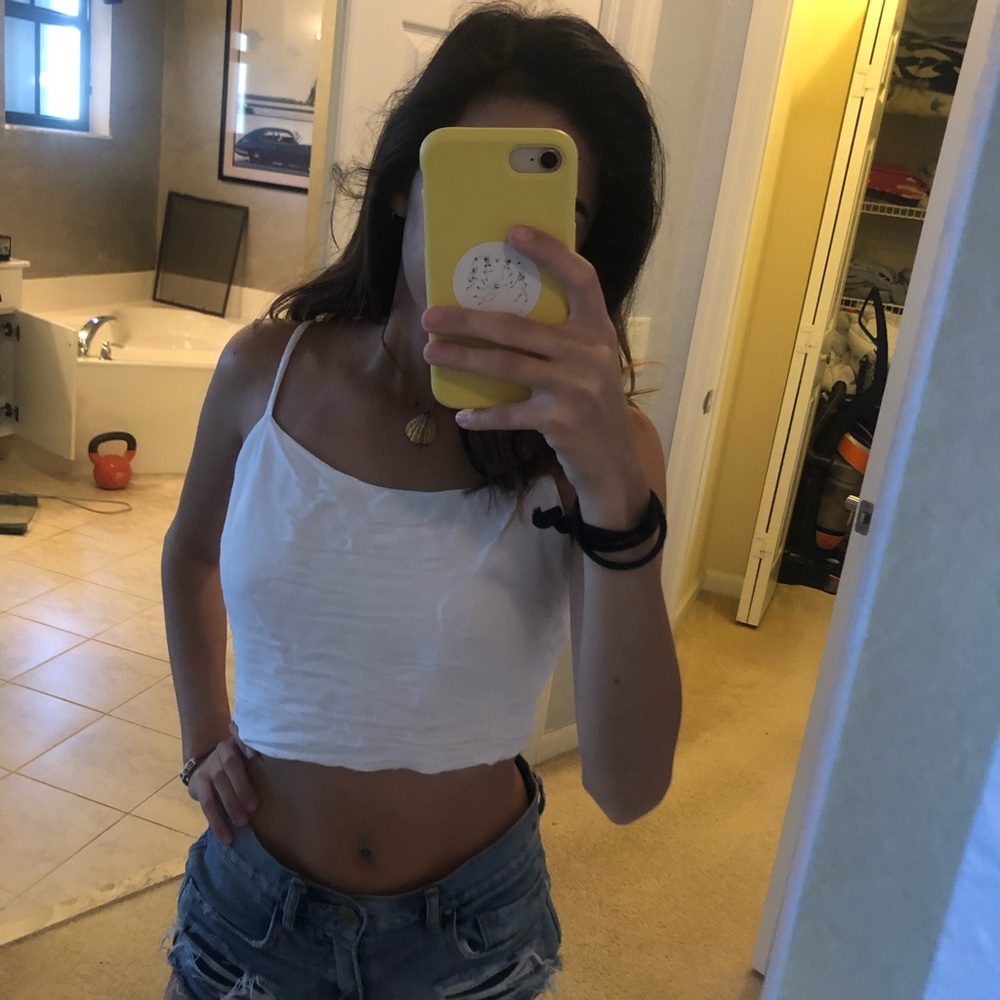 brandy white tie top